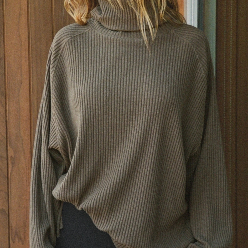 Joah Brown Black Ribbed Knit Tunic - Picture 8 of 9
